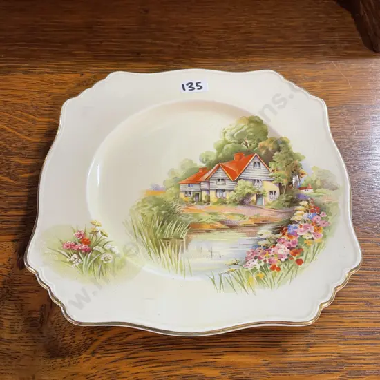 Royal Winton Red Roof Cottage Cake Plate