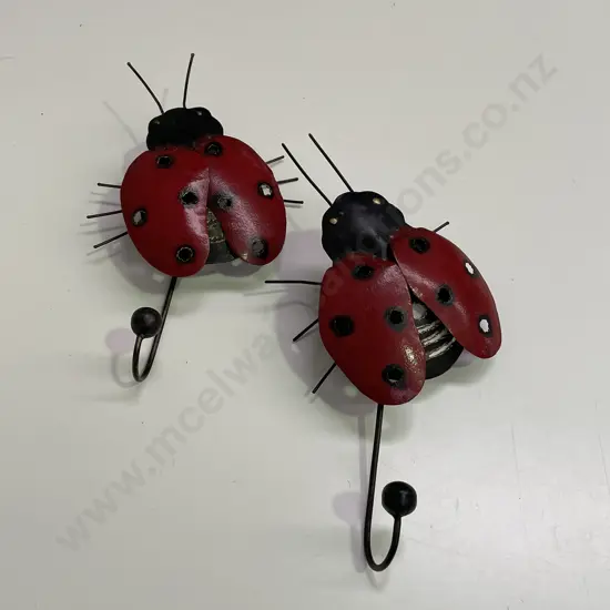 Pair of Metal lady bug Wall Hung Hooks