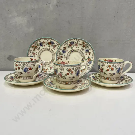 Spode Royal Jasmine demi cups and saucers x 3 with 2 extra saucers
