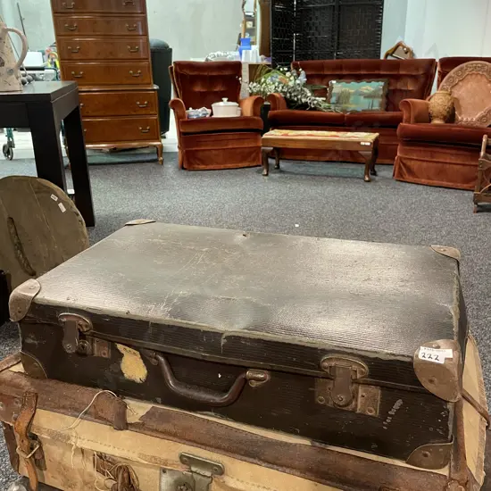 Antique Suitcase with partial Railways label - added to K146-28