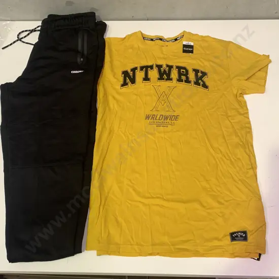 New Clothes - Pair of Active Intent Cool Dry Track Pants and Garage T-Shirt - Yellow