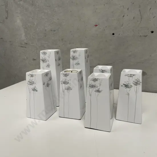 Assorted Pillar Style Ceramic Candle Sticks Tallest 18.5cm Smallest H13cm