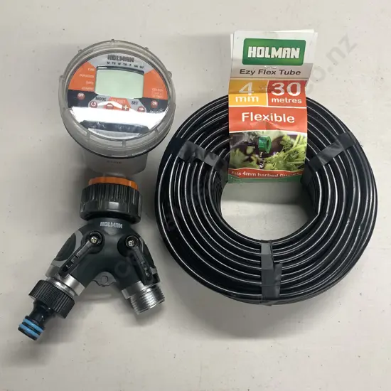 Holman Automatic Digital Tap Timer with 2 Tap Splitter and Homan 30metre Ezy Flex Tube