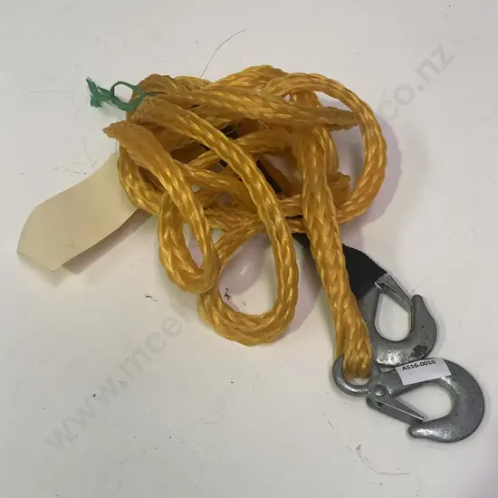Yellow Nylon Tow Rope, hooks at each end