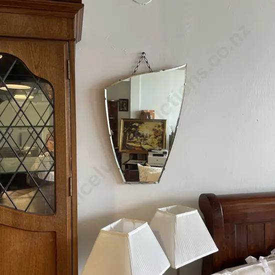 Vintage Art Deco Wall Hung Bevelled Mirror