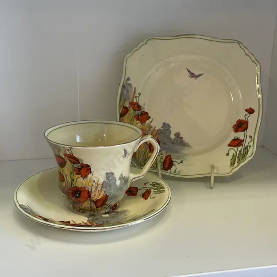 Royal Winton Hand Painted Poppy trio