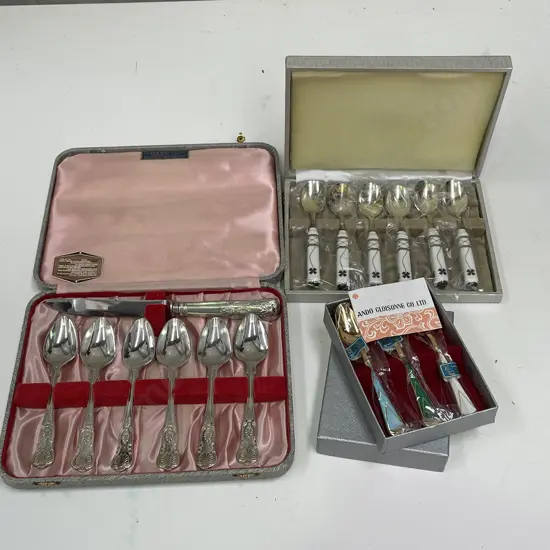 Vintage Boxed Cloisonne, Noritake and Stack and Barlow Sheffield Silverware