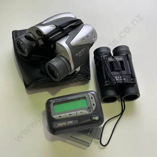 Olympus Binoculars with Norwest Binoculars and Alpha Elite Pager
