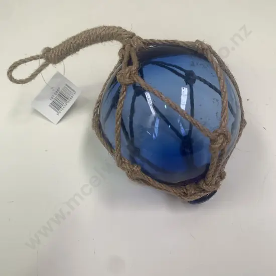 Small Glass Fishing Float with rope. Royal Blue colour
