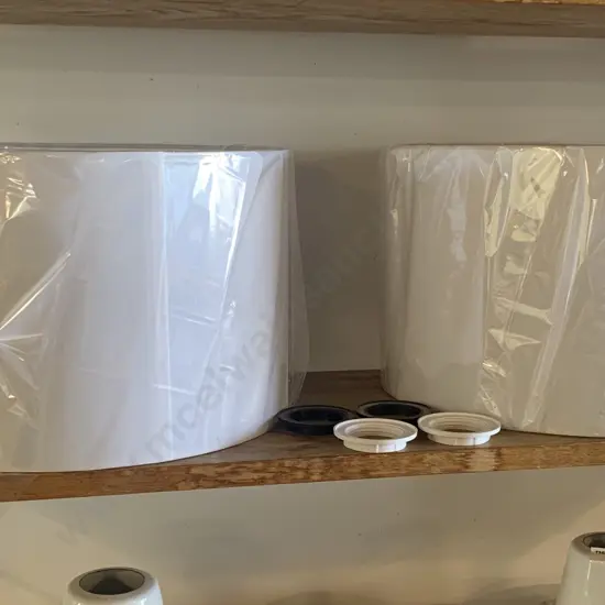 Pair As New White fabric Lamp shades