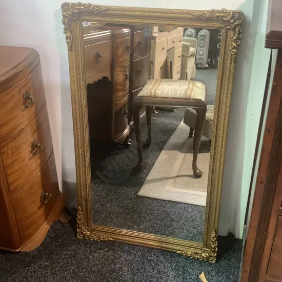Antique Ornate Gilt Framed Rectangular Wall Hung Mirror 91 x 56cm