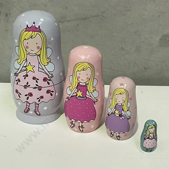 Set of 4 Handpainted Fairy Wooden Nesting Dolls