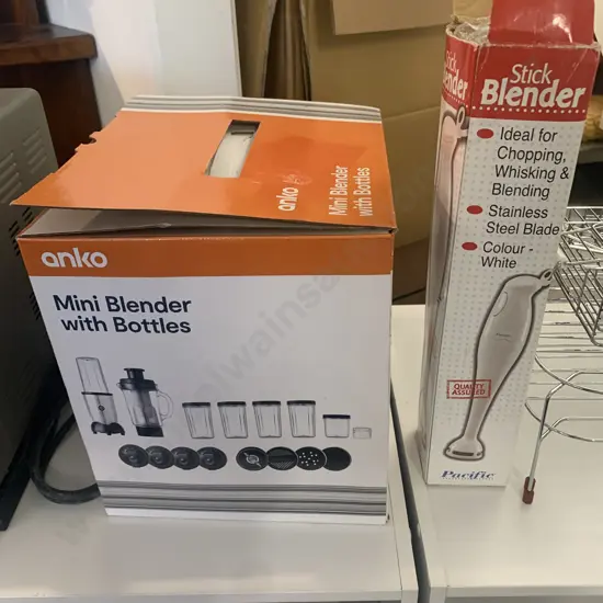 Anko Mini Blender with Bottles, with Pacific Stick Blender
