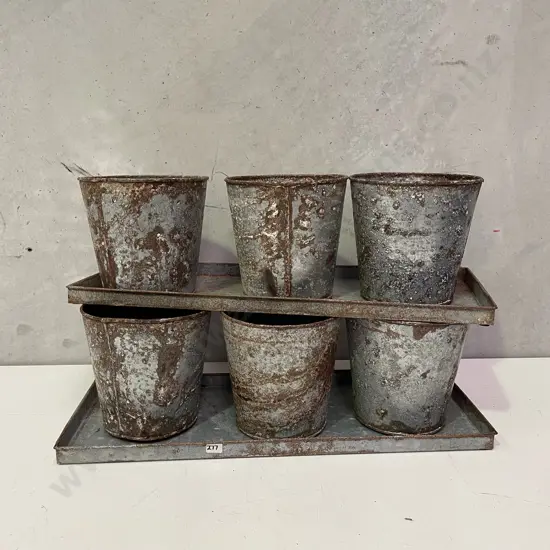 Pair of Rustic Set Of 3 Planters With Tray, Item Number 5609