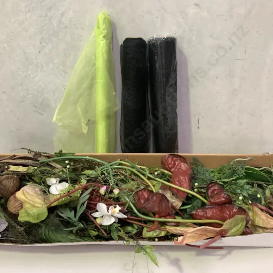 Box of Faux Flowers & Florists Wrap