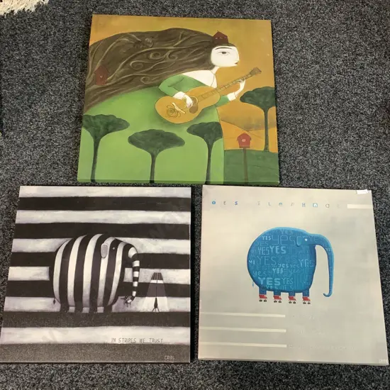 3 Canvas Artworks. 2 Elephant themed with Musician