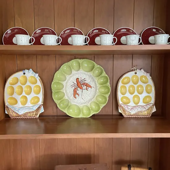 3 Deviled Egg Trays, Carlton Ware Lobster and 2 unmarked