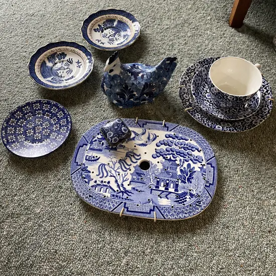 Large Assortment of Blue and White China, incl Blue Calico and Booths etc