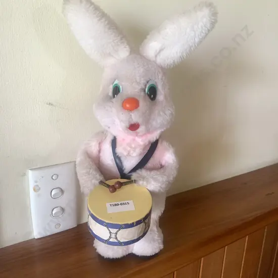 Vintage Battery operated Bunny playing drums toy