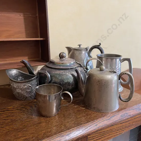Assortment of Vintage Pewter and Silverware