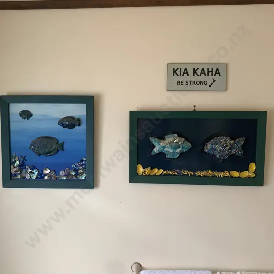 Pair of Multimedia Fish pictures with Kia Kaha sign