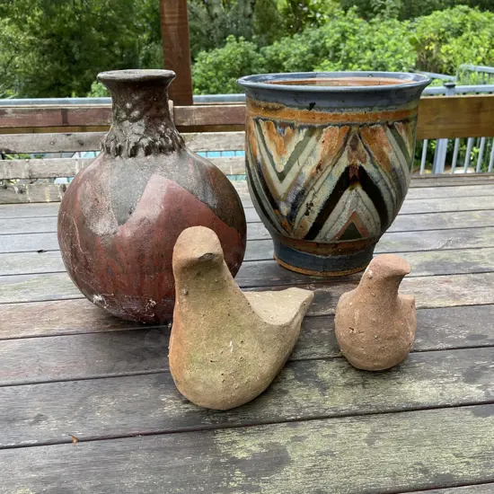 Assorted Pottery Items incl terracotta birds, planter etc