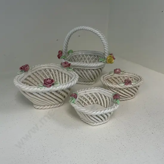 Assortment of Italian Handpainted Floral Baskets