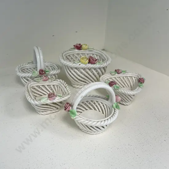 Assortment of Italian Handpainted Floral Baskets