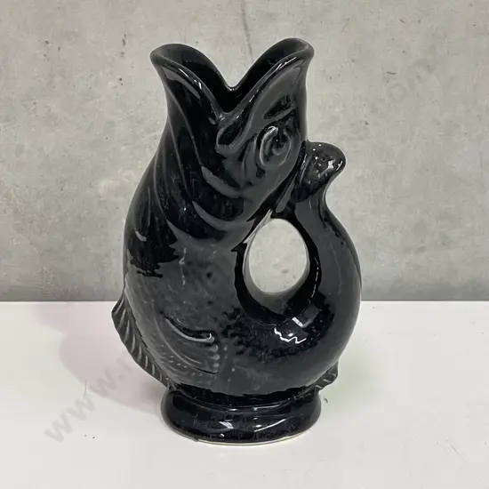Black Art Pottery Fish Jug H21cm