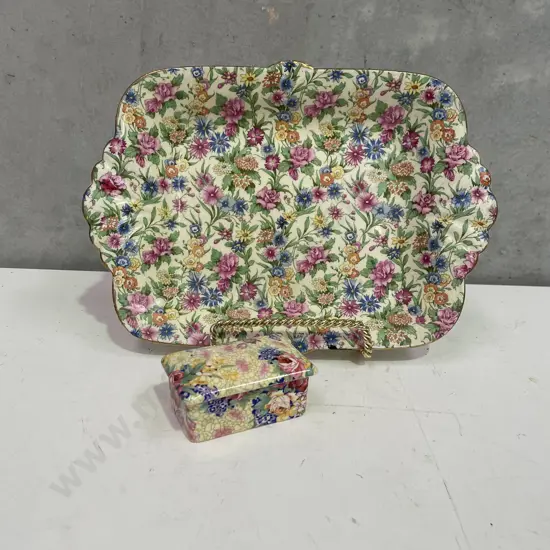 Royal Winton "Kew" All over floral dish with "Wellbeck" lidded trinket box