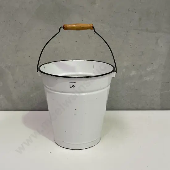 Vintage White Enamel Bucket, 30 x 29cm