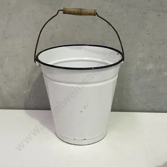 Vintage White Enamel Bucket, 30 x 29cm
