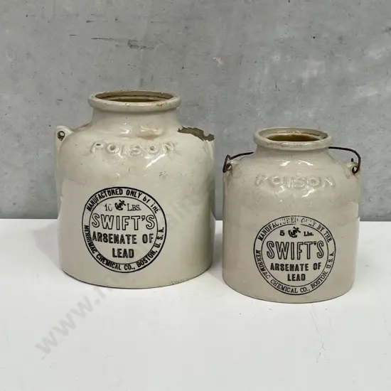 Two Vintage Swifts Stoneware Jars