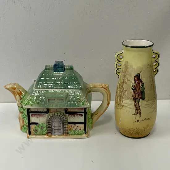 Royal Doulton Rosalind Vase H14cm with Cottage Teapot