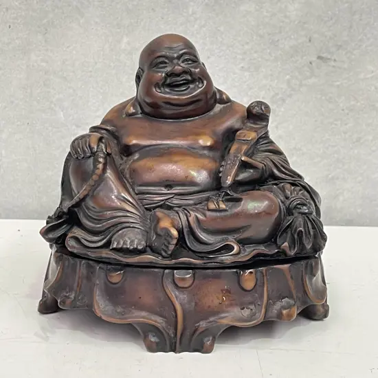 Solid Carved Resin Buddha H14cm