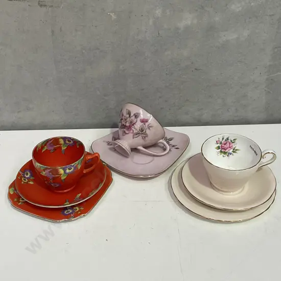 Aynsley and Victoria China trios with Japanese Cherry China Duo