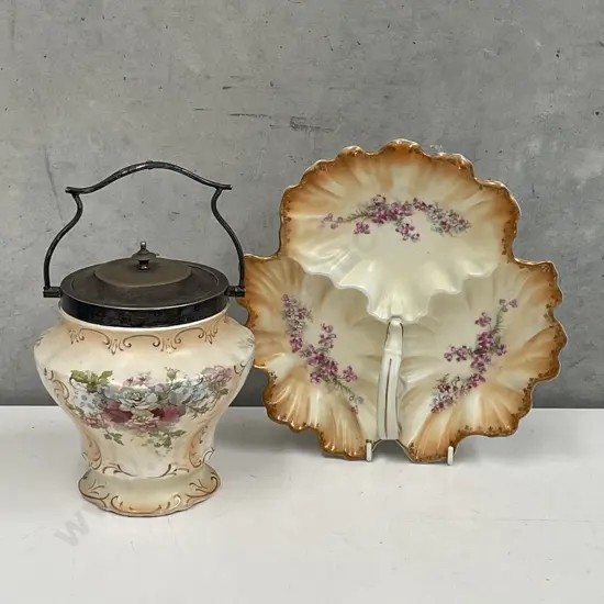 Royal Devon Blush Biscuit Barrel and divided serving dish