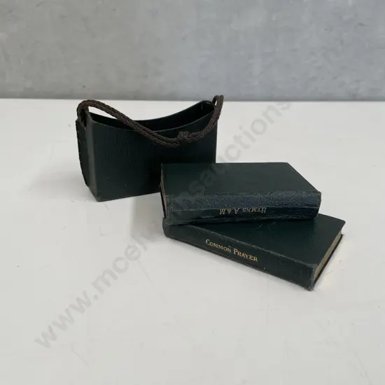 Antique Miniature Common Prayer and Hymns Books in handled case