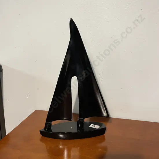 Modernist Black High Gloss Decorative Yacht