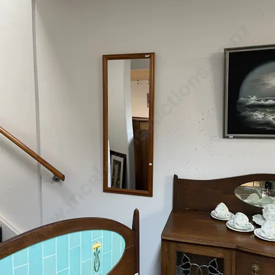 Wood Framed Rectangular Mirror, 112 x 42cm.