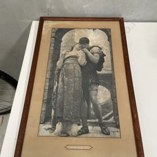 Vintage Oak Framed Print "Wedded" 34 x 69cm