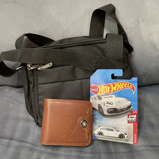 Champion Bag with New Zealand Leather Wallet and Hot Wheels Model Porsche
