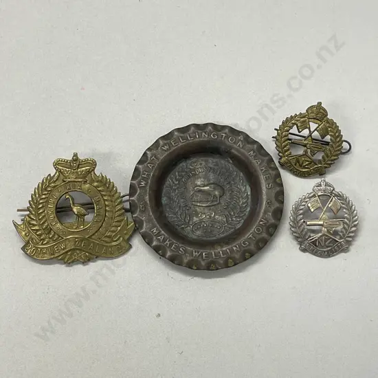 Vintage NZ Medals x 3 with Kiwiana Wellington themed miniature dish