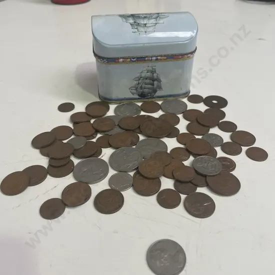 Vintage Ship themed Tin with Australian Coins