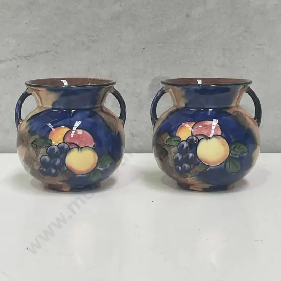 Pair of H & K Tunstall two handled Vases. Autumn Pattern. H9cm