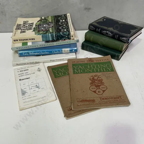 Assortment of Vintage Books etc, including Barrier Island Topographical Map