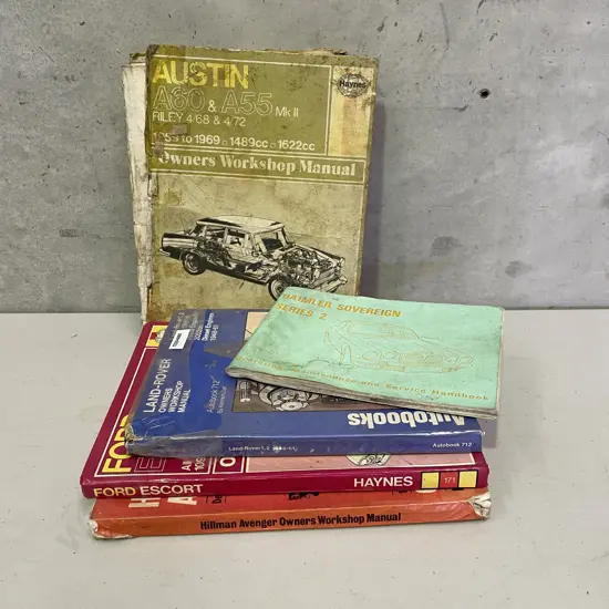 Assorted Vintage Vehicle Workshop Manuals: Land-Rover,Ford Escort,Hillman Avenger,Austin, Daimler