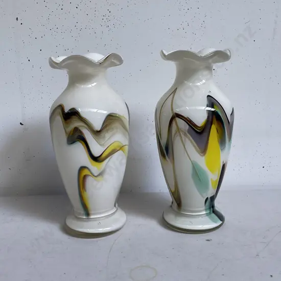 Mid Century Snowflake Art Glass Vases H19cm