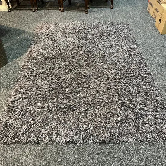 Shaggy Grey and Black Floor Rug 207 x 140cm
