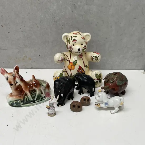 Assortment of Animal Ornaments incl Retro Japanese Bambi Pot